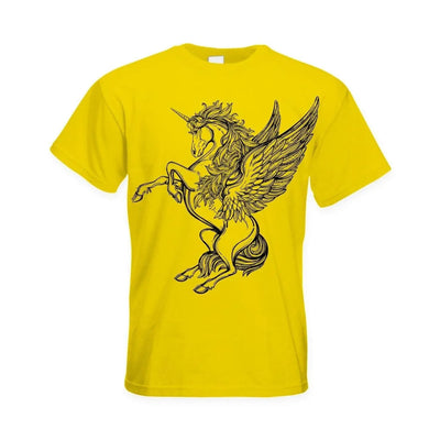 Unicorn Large Print Men's T-Shirt L / Yellow