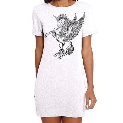 Unicorn Large Print Women's T-Shirt Dress M