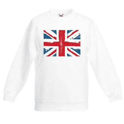 Union Jack British Flag Children's Toddler Kids Sweatshirt Jumper 3-4 / White
