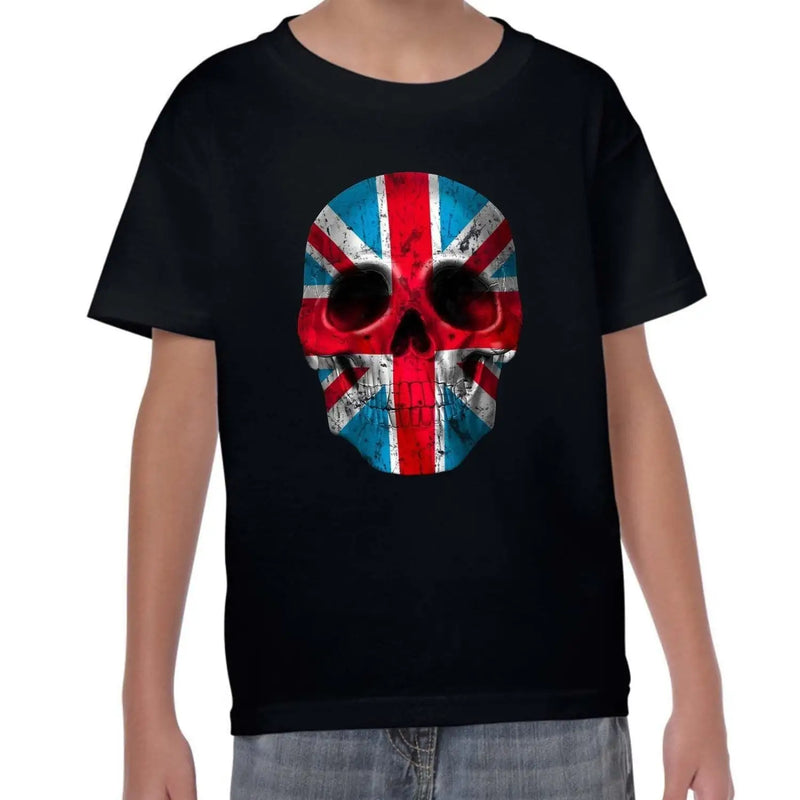Union Jack Skull Kids T-Shirt 9-10 / Black