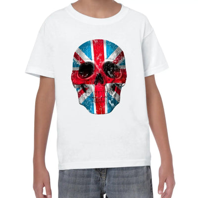 Union Jack Skull Kids T-Shirt 9-10 / White