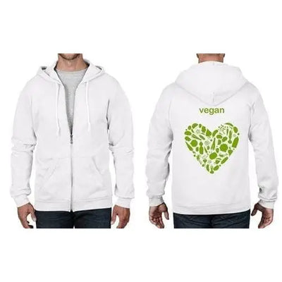 Vegan Heart Logo Full Zip Hoodie S / White