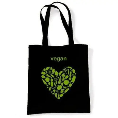 Vegan Heart Logo Shoulder Bag Black