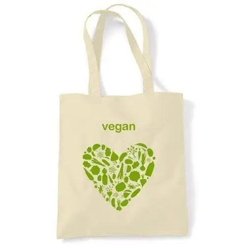 Vegan Heart Logo Shoulder Bag Cream
