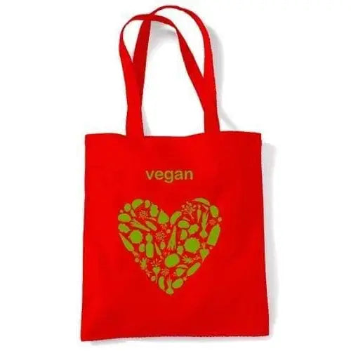 Vegan Heart Logo Shoulder Bag Red