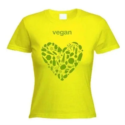 Vegan Heart Logo Women's T-Shirt XL / Yellow