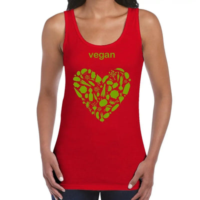 Vegan Heart Logo Women's Tank Vest Top S / Red