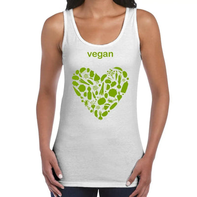 Vegan Heart Logo Women's Tank Vest Top S / White