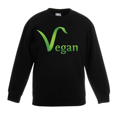 Vegan Logo Children's Toddler Kids Sweatshirt Jumper 7-8 / Black