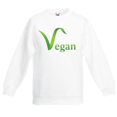 Vegan Logo Children's Toddler Kids Sweatshirt Jumper 7-8 / White