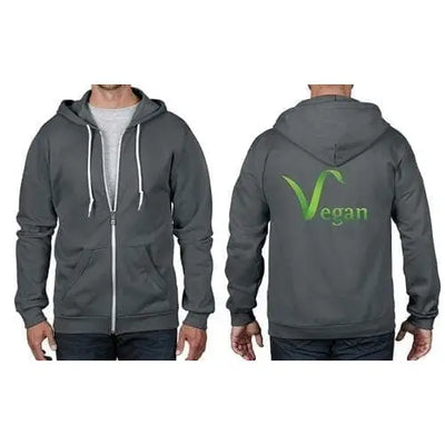 Vegan Logo Full Zip Hoodie L / Charcoal