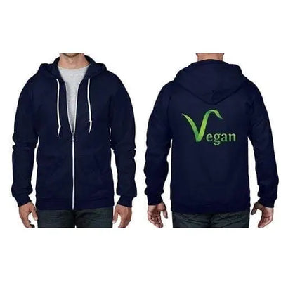 Vegan Logo Full Zip Hoodie L / Navy Blue