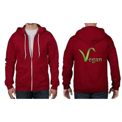 Vegan Logo Full Zip Hoodie L / Red