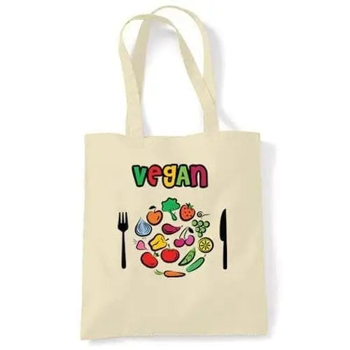 Vegan Plate Logo Shoulder Bag Cream