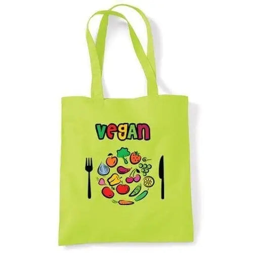 Vegan Plate Logo Shoulder Bag Lime Green