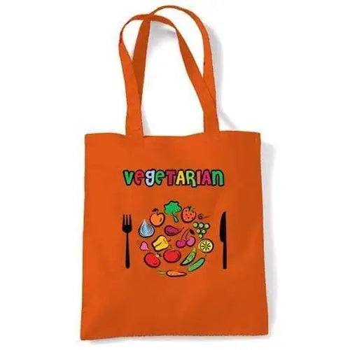 Vegan Plate Logo Shoulder Bag Orange