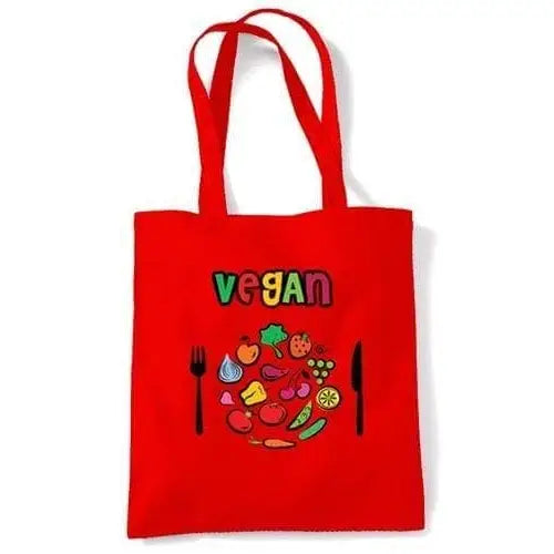 Vegan Plate Logo Shoulder Bag Red