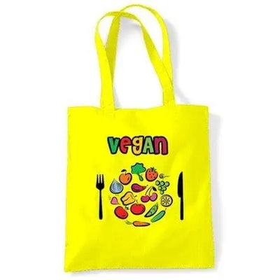 Vegan Plate Logo Shoulder Bag Yellow