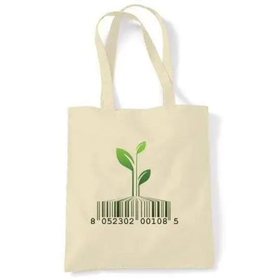 Vegetarian Barcode Logo Shoulder Bag Cream