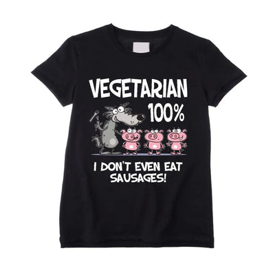 Vegetarian Big Bad Wolf Children's Unisex T-Shirt 11-Dec / Black
