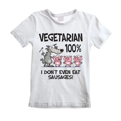 Vegetarian Big Bad Wolf Children's Unisex T-Shirt 11-Dec / White