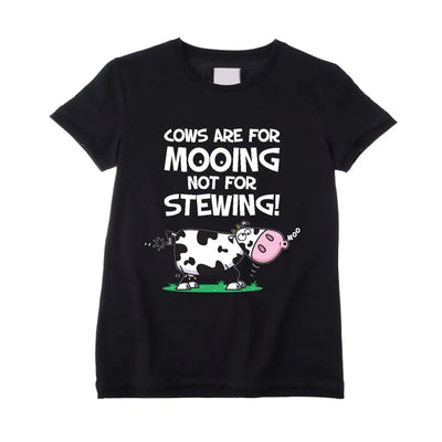 Vegetarian Cows Are For Mooing Unisex Children's T-Shirt 09-Oct / Black