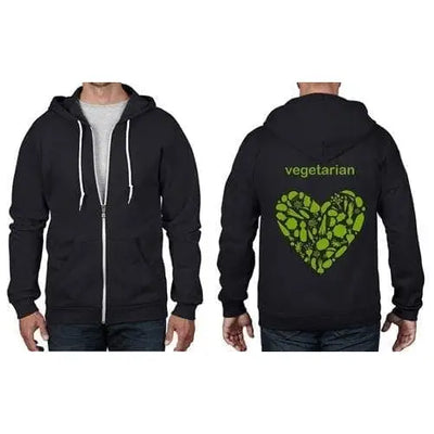 Vegetarian Heart Logo Full Zip Hoodie M / Black