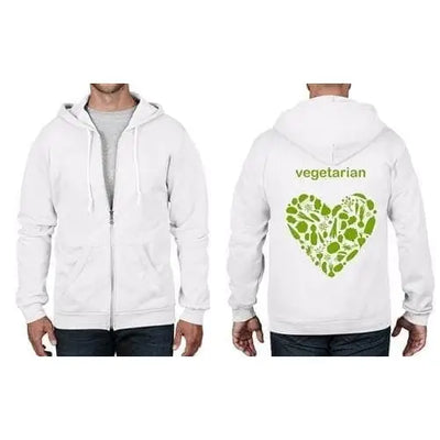 Vegetarian Heart Logo Full Zip Hoodie M / White