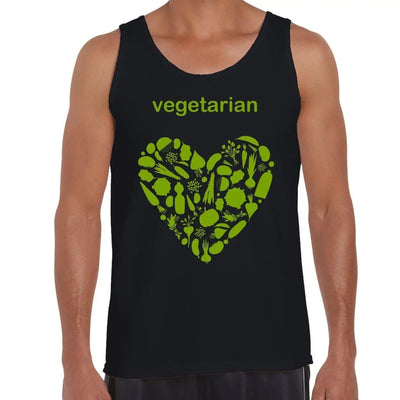 Vegetarian Heart Logo Men's Tank Vest Top XL / Black
