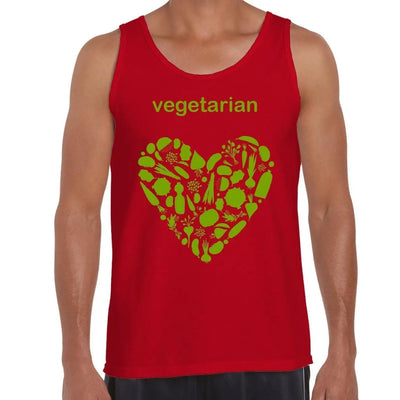 Vegetarian Heart Logo Men's Tank Vest Top XL / Red