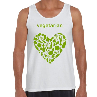 Vegetarian Heart Logo Men's Tank Vest Top XL / White
