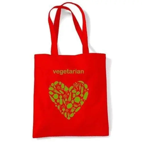 Vegetarian Heart Logo Shoulder Bag Red
