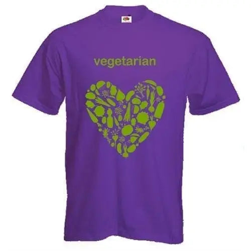 Vegetarian Heart Logo T-Shirt M / Purple