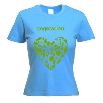 Vegetarian Heart Logo Women's T-Shirt M / Light Blue