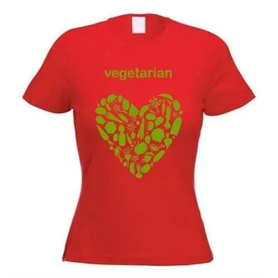 Vegetarian Heart Logo Women's T-Shirt M / Red