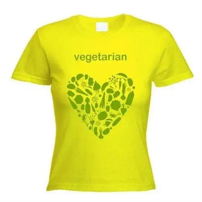 Vegetarian Heart Logo Women's T-Shirt M / Yellow