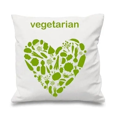 Vegetarian Heart Sofa Cushion White