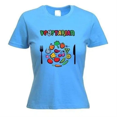 Vegetarian Plate Logo Women's T-Shirt M / Light Blue