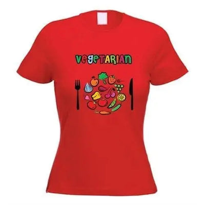 Vegetarian Plate Logo Women's T-Shirt M / Red