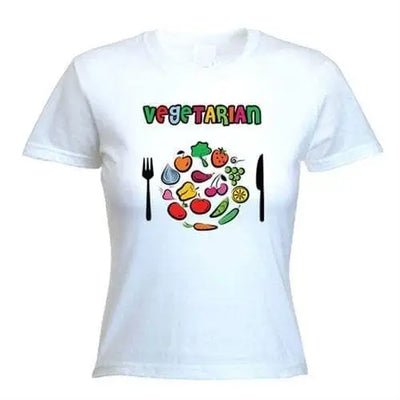 Vegetarian Plate Logo Women's T-Shirt M / White