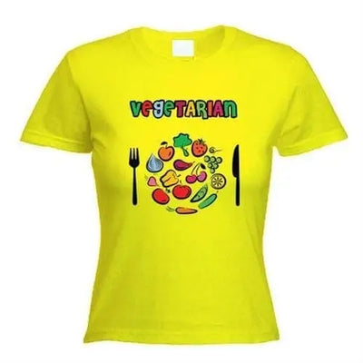 Vegetarian Plate Logo Women's T-Shirt M / Yellow