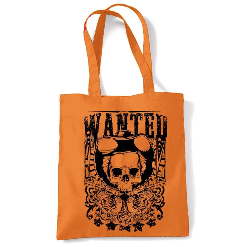 Wanted Poster Skull Large Print Tote Shoulder Shopping Bag
