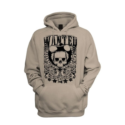 Wanted Poster Skull Men's Pouch Pocket Hoodie Hooded Sweatshirt L / Khaki