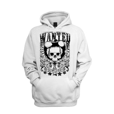 Wanted Poster Skull Men's Pouch Pocket Hoodie Hooded Sweatshirt L / White