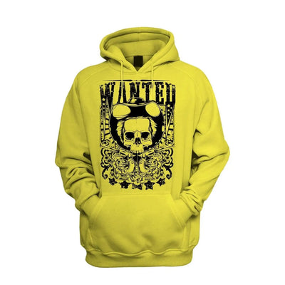 Wanted Poster Skull Men's Pouch Pocket Hoodie Hooded Sweatshirt L / Yellow