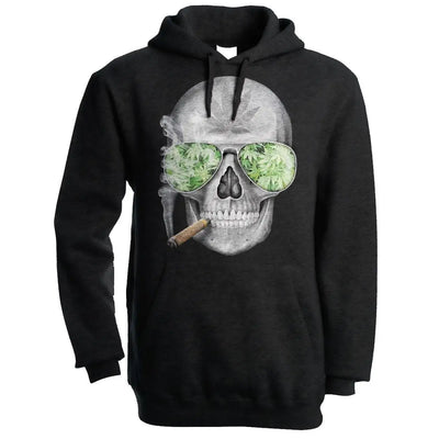 Weed Skull Cannabis Men's Pouch Pocket Hoodie Hooded Sweatshirt L