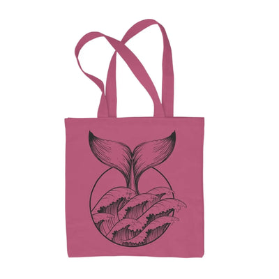 Whale Tail Tattoo Hipster Large Print Tote Shoulder Shopping Bag Hot Pink