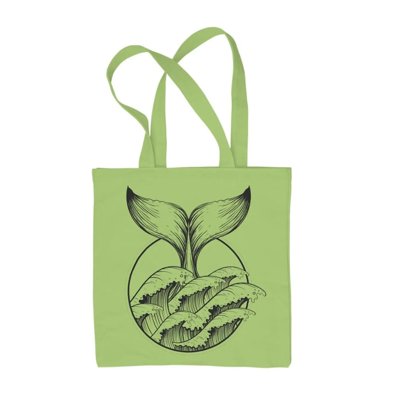 Whale Tail Tattoo Hipster Large Print Tote Shoulder Shopping Bag Lime Green