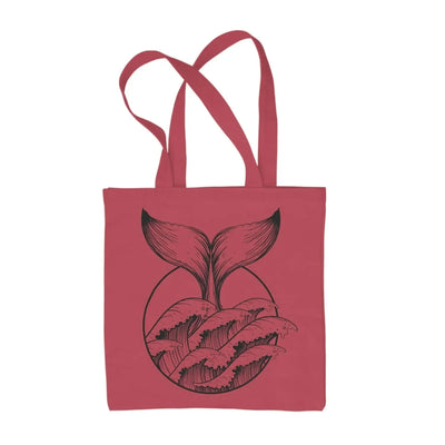 Whale Tail Tattoo Hipster Large Print Tote Shoulder Shopping Bag Red