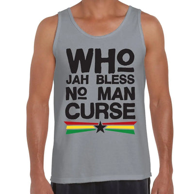 Who Jah Bless No Man Curse Reggae Men's Tank Vest Top XXL / Light Grey